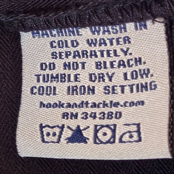 Hook & Tackle Mens Short Sleeve Embroidered Button-up Shirt Black Large - Picture 12 of 15